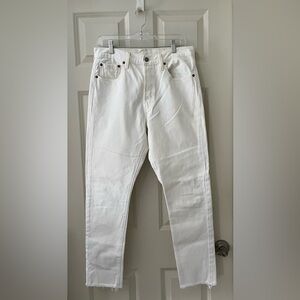 Women’s Levi’s 501 white straight leg rough hem button fly jeans 29 x 28